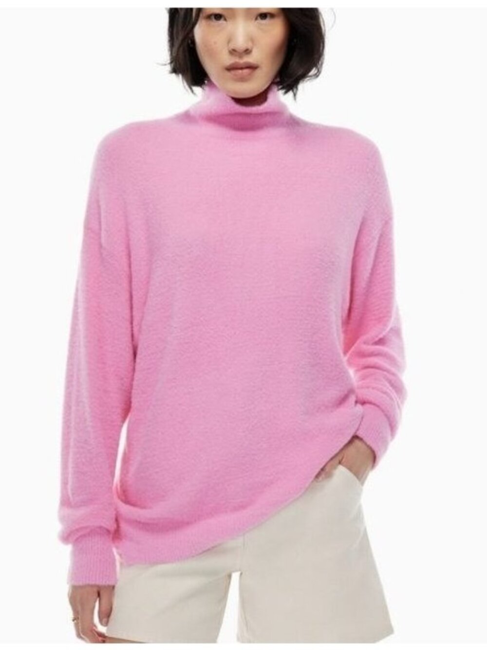 Aritzia Wilfred Free Hush Knit Turtleneck Sweater in Pink Size S